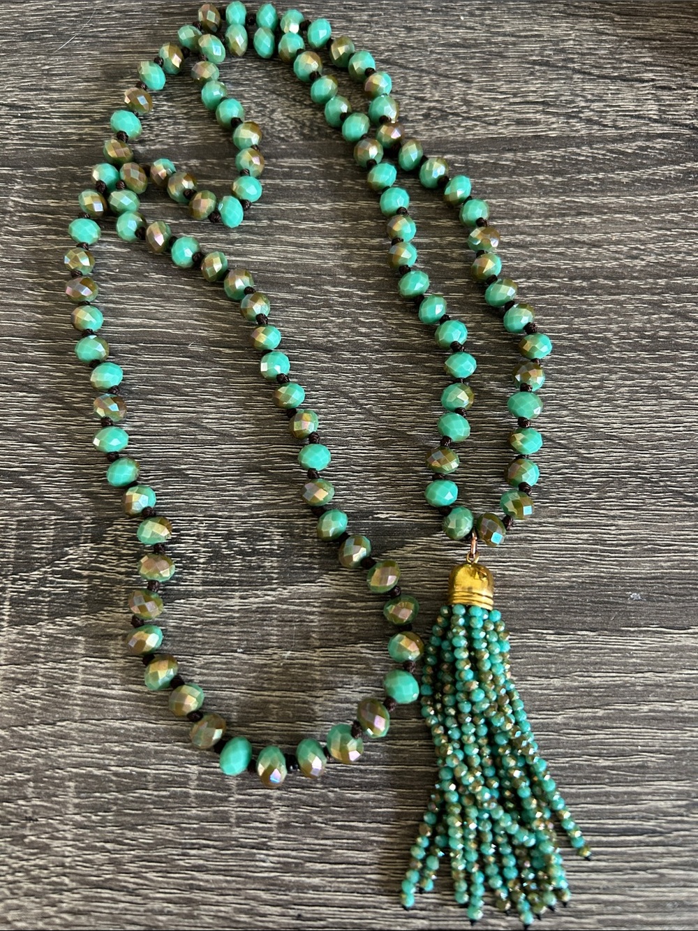 Turquoise Bead Tassel Necklace - Women Jewelry